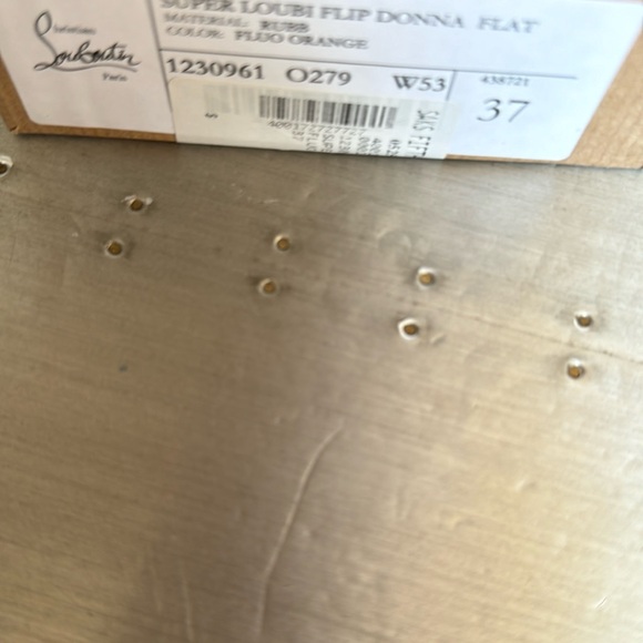 Christian Louboutin loubi flip orange neon fluo rubber pvc flat thong sandal 37 - Picture 8 of 10